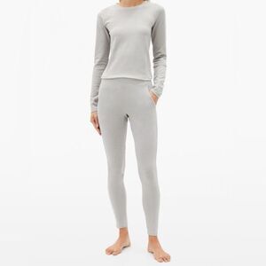 Lunya Restore Pocket Leggings Supima Cotton Blend Yoga Pant Light Grey XS